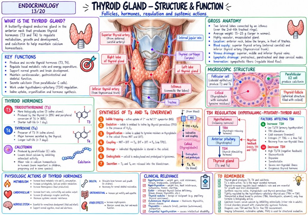 Thyroid Gland โ Structure, Follicles & Synthesis of T3/T4 (13/20)